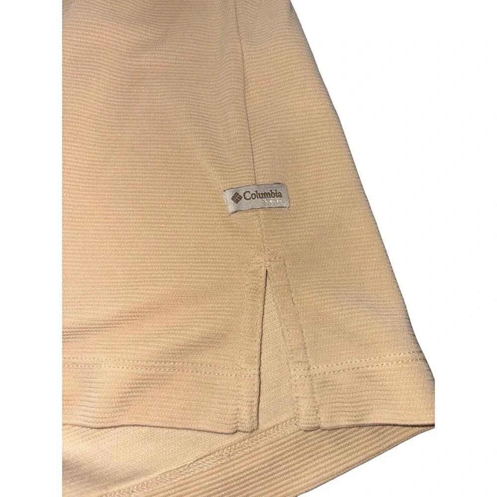 Columbia XCO Khaki Ribbed Short Sleeve Polo Shirt Size Large Men's Polo Top Golf